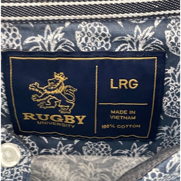 Vintage Rugby University Shirt Men's Large Blue Pineapple All Over Print - Picture 4 of 4
